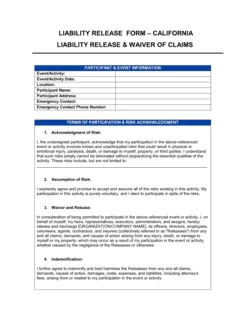 California Liability Release Form