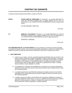 Contrat de garantie