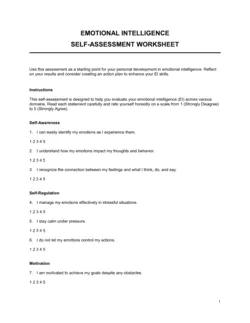 Worksheet Emotional Intelligence Self Assessment