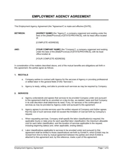 Employment Agency Agreement