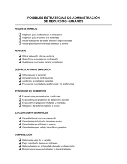 Posibles estrategias de gestión de recursos humanos