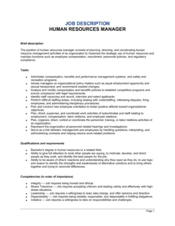 Human Resources Manager Job Description