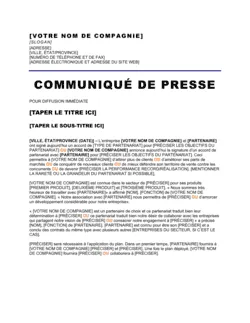 Communiqué de presse Contrat de partenariat