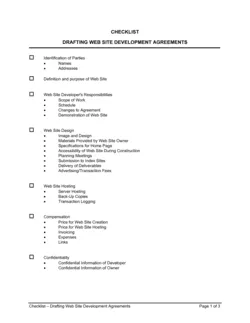 Checklist Drafting Web Site Development Agreements