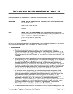 Vereinbarung zur Freigabe von Referenzen über Mitarbeiter