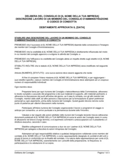 Delibera consiglio approvazione descrizione lavoro e codice di condotta