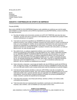 Carta Confirmando Termos do Emprego