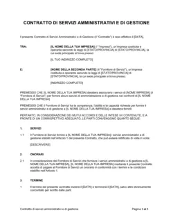 Contratto di servizi amministrativi e di gestione