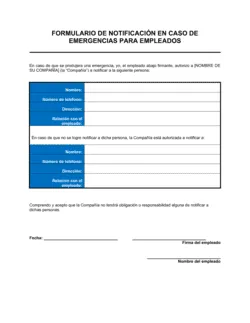 Formulario de notificación de emergencias para empleados