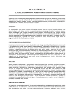 Lista di controllo clausole alternative documenti di investimento