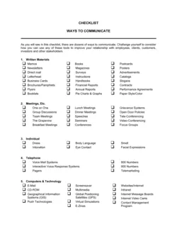 Checklist Ways to Communicate