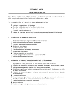 Guide La gestion du risque