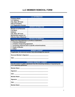 LLC Member Removal Form