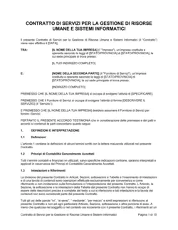 Contratto di servizi gestione risorse umane e sistemi informatici