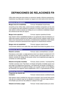 Calculador de relaciones financieras