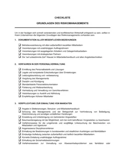 Checkliste - Grundlagen des Risikomanagements