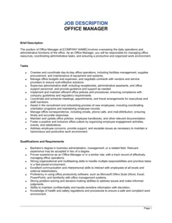 Office Manager Job Description