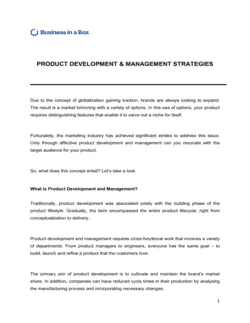 Product Development and Management Strategies