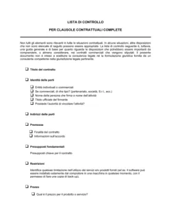 Lista di controllo per clausole contrattuali complete