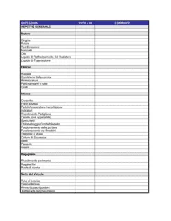 Lista di controllo valutazione di un veicolo