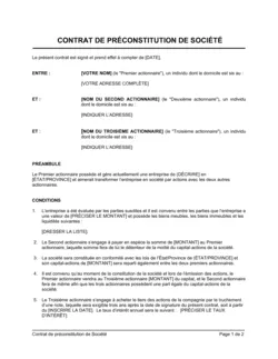 Contrat de préconstitution de société