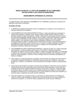 Resolución del directorio con respecto a cuentas bancarias