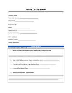 Work Order Form