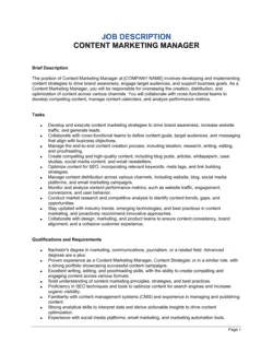 Content Marketing Manager Job Description