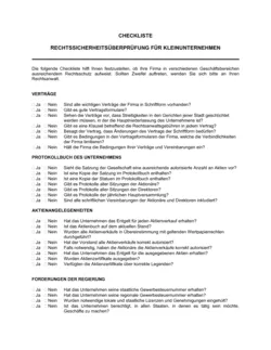 Checkliste - Rechtssicherheitsüberprüfung für Kleinunternehmen