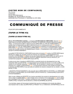 Communiqué de presse Obtention de financement