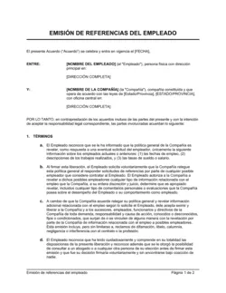 Acuerdo para brindar referencias de empleados