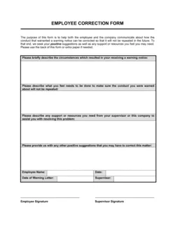 Employee Correction Form