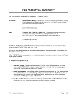 Film Production Agreement