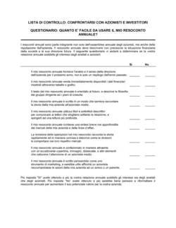 Lista di controllo confrontarsi con azionisti e investitori