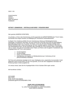 Erinnerung Vertraulicher Brief_Früherer Brief