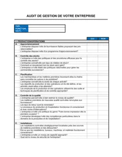 Fiche d'audit de gestion