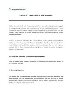 Product Innovation Strategies