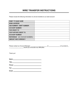 Wire Transfer Instructions Form