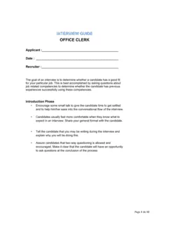 Interview Guide Office Clerk