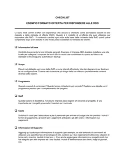 Checklist Esempio risposta RdO