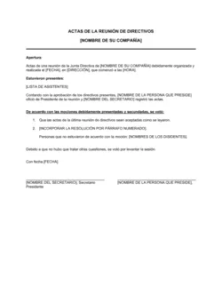 Actas de asamblea del directorio