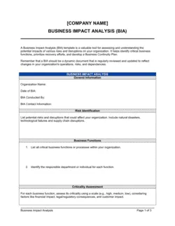 Business Impact Analysis