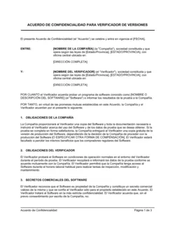 Acuerdo de confidencialidad para verificador de versiones