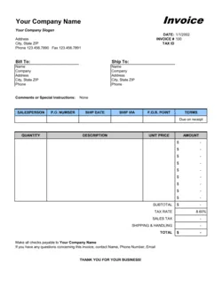 Sales Invoice - Excel