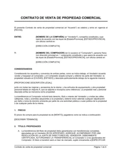 Contrato de venta de bienes comerciales