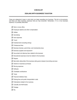 Checklist Business Deductions