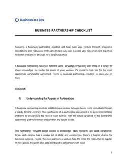 Business Partnership Checklist