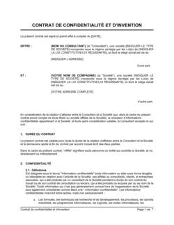 Contrat de confidentialité avec invention