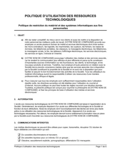 Politique d'utilisation des ressources technologiques