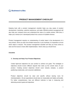 Product Management Checklist